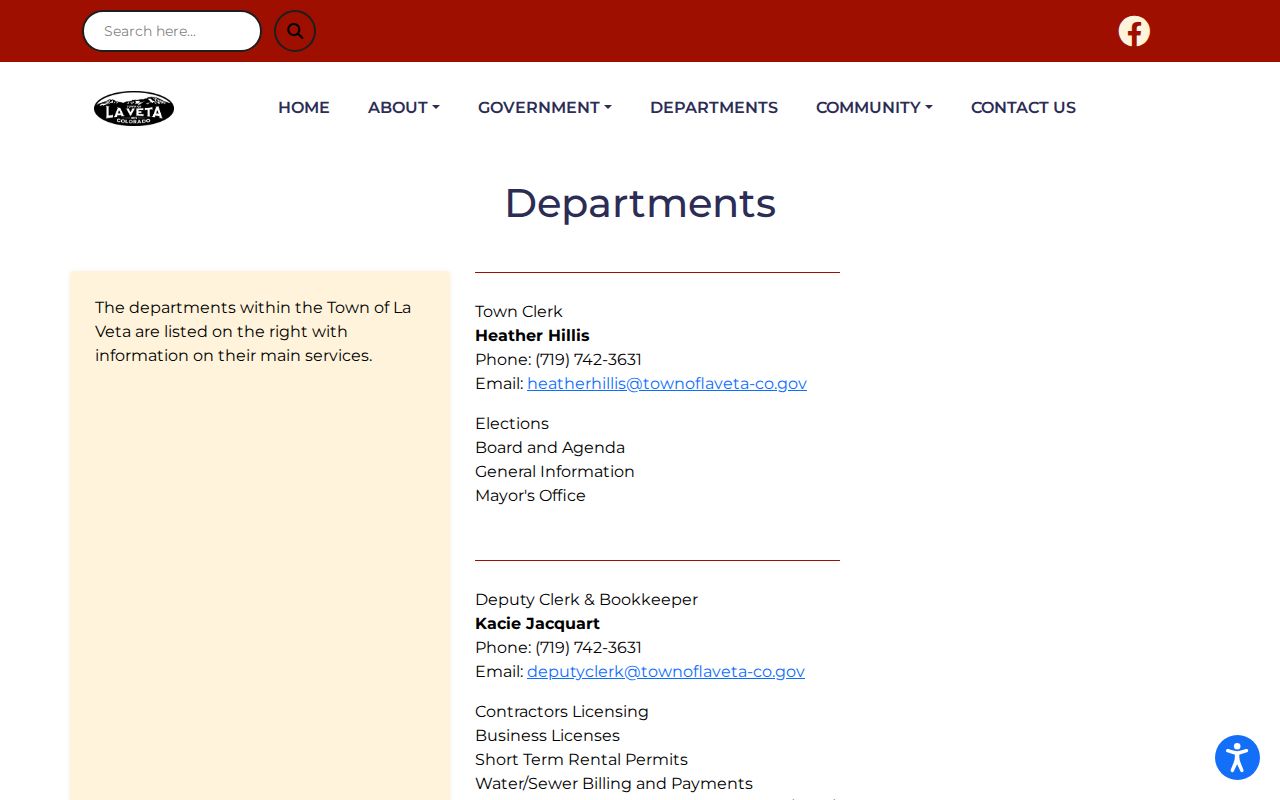 La Veta town clerk, marshal, and dispatch contacts