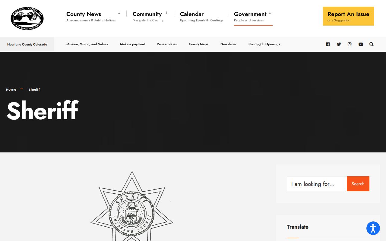 Huerfano County warrant records sheriff contact page